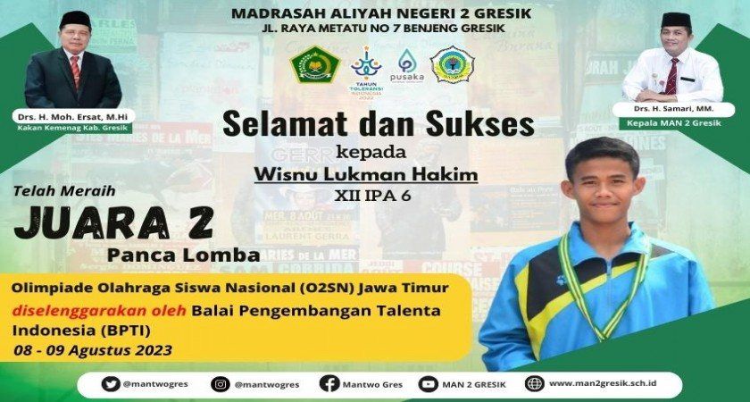 Wisnu Lukman Hakim Menorehkan Prestasi Gemilang sebagai Juara O2SN Tingkat Propinsi Jawa Timur