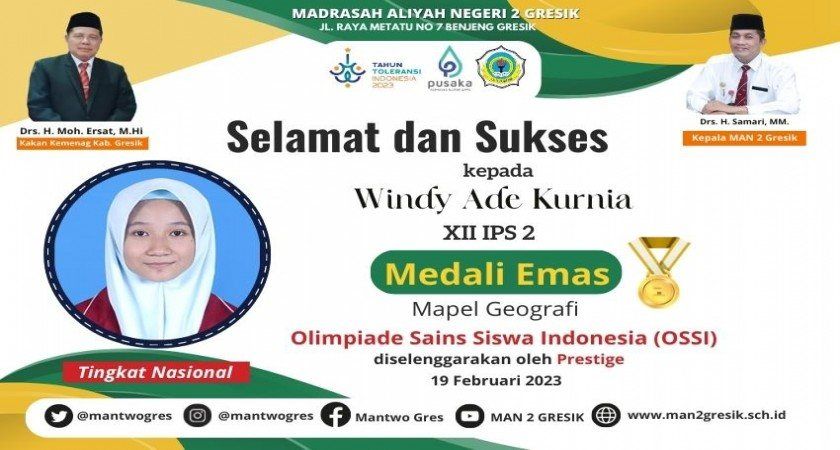 WINDY DARI MAN 2 GRESIK RAIH MEDALI EMAS OLIMPIADE GEOGRAFI