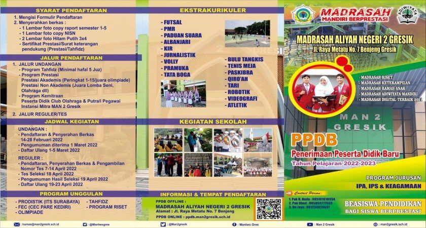PPDB MAN 2 GRESIK TAHUN PELAJARAN 2022-2023