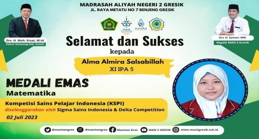 Alma Almira Salsabillah dari MAN 2 Gresik Memperoleh Medali Emas di KSPI