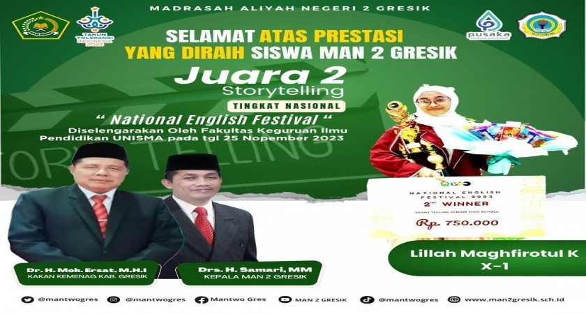 Brilliant ! Lillah Kembali Meraih Juara 2 Lomba Storytelling di UNISMA MALANG