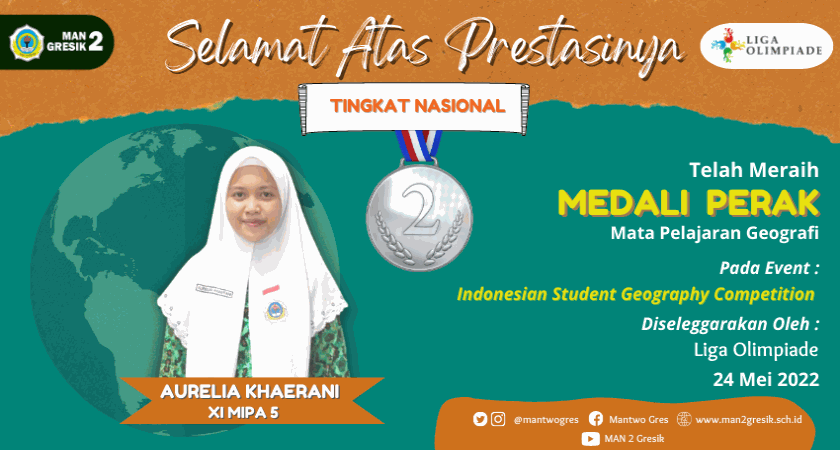 ISTIMEWA, AURELIA KHAERANI KEMBALI MENOREHKAN PRESTASI DALAM AJANG OLIMPIADE GEOGRAFI NASIONAL