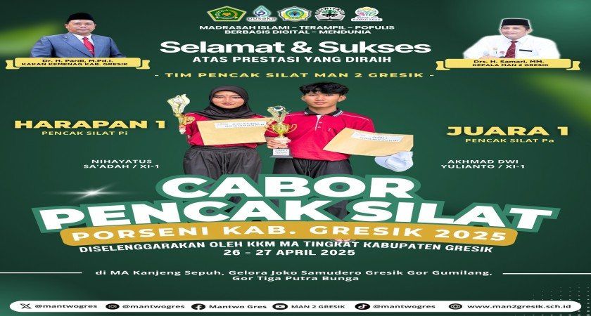 Ganda Prestasi! Nihayatus Sa'adah dan Akhmad Dwi Yulianto Raih Juara 1 Pencak Silat di PORSENI Kabupaten Gresik 2025