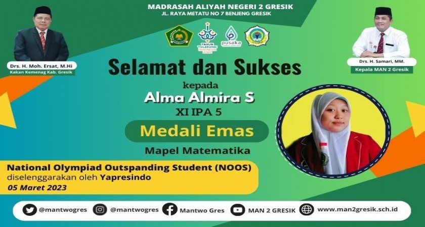 ALMA KEMBALI RAIH MEDALI EMAS OLIMPIADE MATEMATIKA NASIONAL