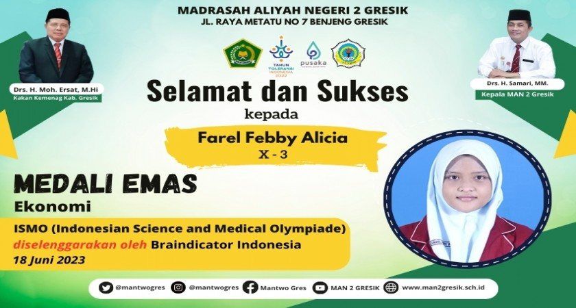 Farel Febby Alicia dari MAN 2 Gresik Meraih Medali Emas di ISMO