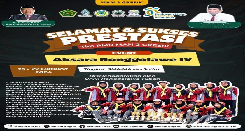 Kegigihan Berbuah Manis ! PMR MAN 2 Gresik di Aksara Ronggolawe IV