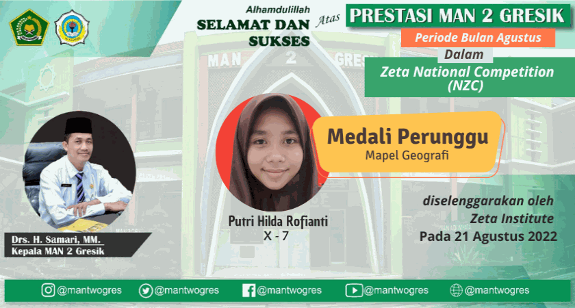 PUTRI HILDA SISWA MAN 2 GRESIK RAIH MEDALI PERUNGGU PADA ZETA NASIONAL COMPETITION