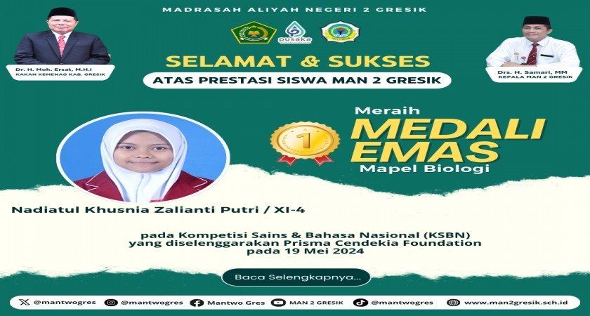 Prestasi Gemilang Siswa MAN 2 Gresik di Kompetisi Sains & Bahasa Nasional (KSBN) 2024
