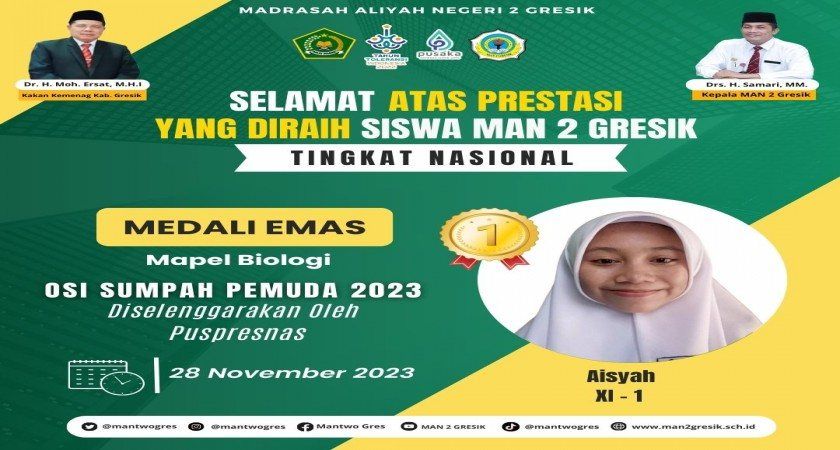 Siswa MAN 2 Gresik, Aisyah, Meraih Medali Emas dalam OSI Sumpah Pemuda 2023