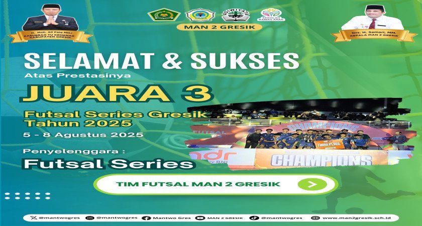 Amazing ! Tim Futsal MAN 2 Gresik Raih Juara 3 di Futsal Series Gresik 2025