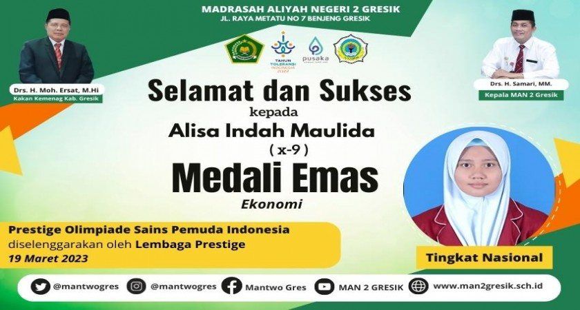 ALISA MEMBUAT BANGGA DENGAN RAIH MEDALI EMAS OLIMPIADE EKONOMI