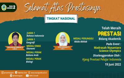 DUA SISWA MAN 2 GRESIK RAIH BERBAGAI PENGHARGAAN PADA OLIMPIADE SAINS NASIONAL