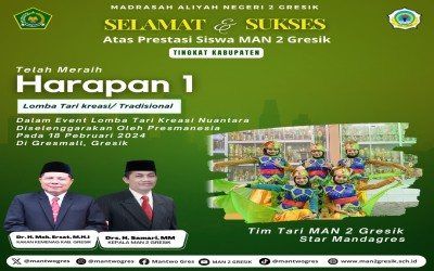 Tim Tari MAN 2 Gresik Sabet Juara Harapan 1 dalam Lomba Tari di Gress Mall