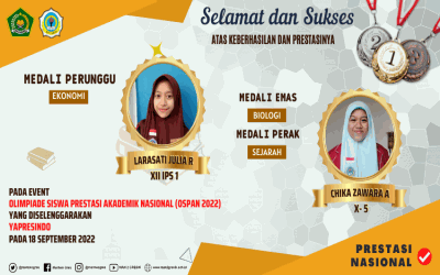 BERHASIL WUJUDKAN MIMPI, DUA SISWI MAN 2 GRESIK SABET MEDALI PADA OSPAN 2022