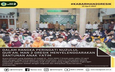 Peringati Nuzulul Qur'an, MAN 2 Gresik Selenggarakan Santunan Anak Yatim