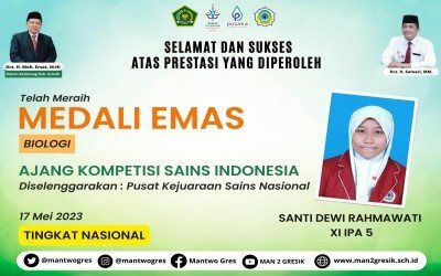 LUAR BIASA! SANTI BIKIN BANGGA MAN 2 GRESIK DENGAN PEROLEHAN MEDALI EMASNYA