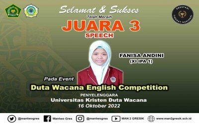FANISA ANDINI MAMPU TUNJUKKAN BAKATNYA HINGGAH RAIH JUARA 3 SPEECH NASIONAL