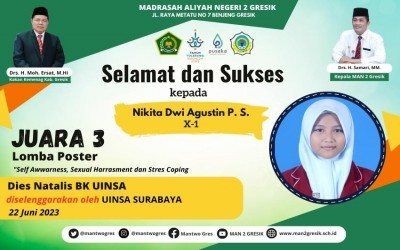 Siswa MAN 2 Gresik Meraih Juara 3 Lomba Poster dalam Dies Natalis BK UINSA