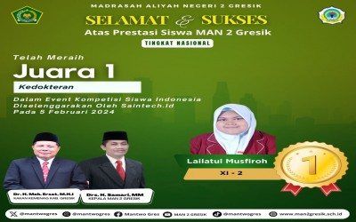 Prestasi Luar Biasa Siswa MAN 2 Gresik: Lailatul Musfiroh Kembali Raih Juara 1 dalam Kompetisi Saintech.id