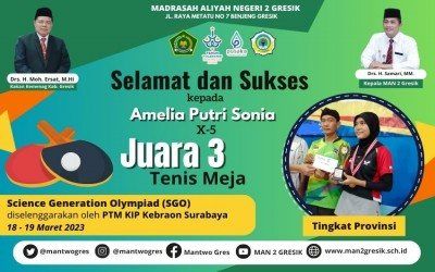 HEBAT! SISWI MAN 2 GRESIK MENANG KEJUARAAN TENIS MEJA DI SURABAYA