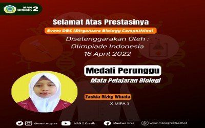 LAGI LAGI ZAZKIA ! SISWI ANDALAN MAN 2 GRESIK SUSKES MENYABET MEDALI PERUNGGU PADA KOMPETISI BIOLOGI NASIONAL