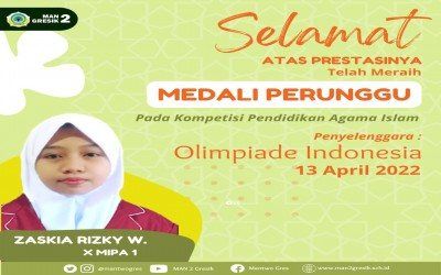 ZAZKIA RAIH MEDALI PERUNGGU BAHASA INGGRIS NEO 2022 TINGKAT NASIONAL