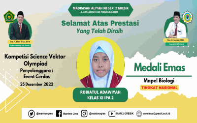 RAIH MEDALI EMAS PADA KOMPETISI SCIENCE VECTOR OLYMPIAD, ROBIATUL BIKIN BANGGA