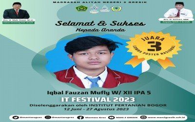 Iqbal, Siswa MAN 2 Gresik, Berhasil Raih Juara 3 Lomba Poster Nasional di IPB (Institut Pertanian Bogor)