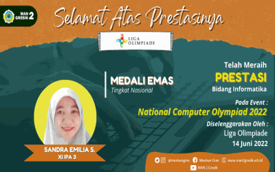 SANDRA EMILIA SISWA KELAS XI IPA 3 MAN 2 GRESIK RAIH MEDALI EMAS PADA OLIMPIADE KOMPUTER NASIONAL