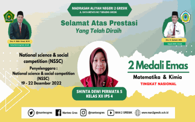 RAIH DUA MEDALI EMAS SEKALIGUS, SHANTI BERHASIL MENAMBAH DAFTAR PRESTASI DI MAN 2 GRESIK