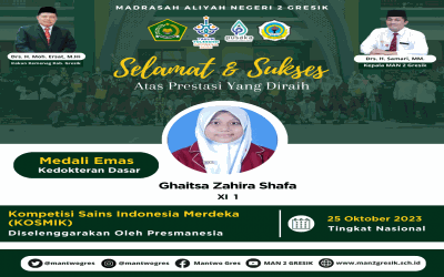 Ghaitsa Zahira Shafa dari MAN 2 Gresik Berjaya dengan Medali Emas di KOSMIK 202