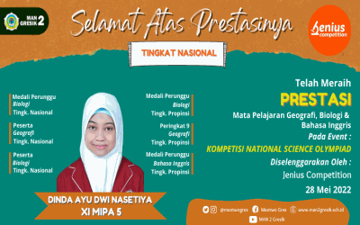 DINDA AYU DWI NASETYA, MERAIH PRESTASI MEMBANGGAKAN PADA KOMPETISI NATIONAL SCIENCE OLYMPIAD