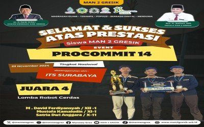 Tim Robotik MAN 2 Gresik Raih Juara 4 di Ajang Robot Cerdas Procommit 14 ITS Surabaya