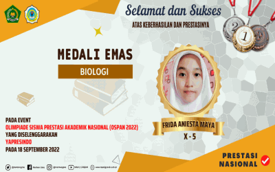 FRIDA BERHASIL RAIH MEDALI EMAS BIOLOGI PADA OLIMPIADE NASIONAL