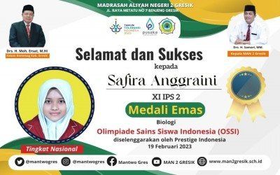SAFIRA DARI MAN 2 GRESIK SABET MEDALI EMAS OLIMPIADE BIOLOGI NASIONAL