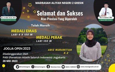 HEBAT! ATLIT LARI MAN 2 GRESIK RAIH MEDALI EMAS DAN PERAK DI JOGJA OPEN 2023
