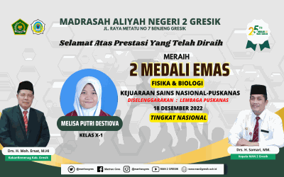 MELISAH SUMBANG DUA MEDALI EMAS UNTUK DAFTAR PRESTASI MAN 2 GRESIK