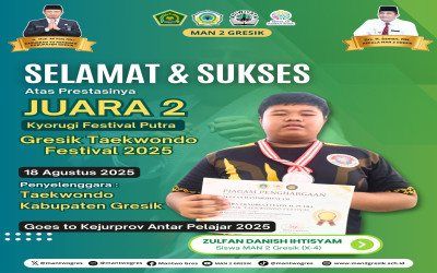 Luar Biasa ! Siswa MAN 2 Gresik Raih Juara 2 Kyourgi Festival Putra Gresik Taekwondo Festival 2025