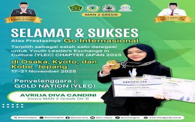 Avrilia, Siswa MAN 2 Gresik Lolos Sebagai Delegasi Internasional ke Jepang dalam Program YLEC 2025