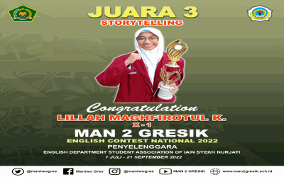 LUAR BIASA ! LILLAH TOREHKAN JUARA 3 PADA ENGLISH CONTEST NATIONAL 2022