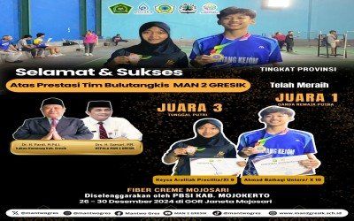 Atlet Bulutangkis MAN 2 Gresik Raih Prestasi di FIBER CREME MOJOSARI 2024