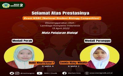 DUA SISWI ASAL MAN 2 GRESIK SUKSES PADA AJANG NSBC (NATIONAL STUDENT BIOLOGY COMPETITION )2022