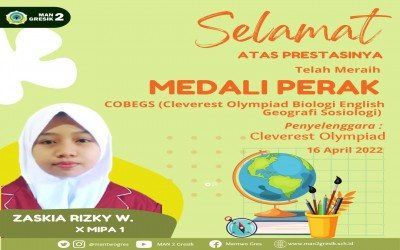 ZAZKIA PERAIH MEDALI PERAK DALAM BIDANG BIOLOGI PADA COBEGS 2022