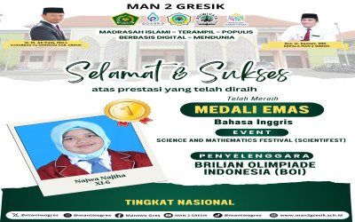 Najwa Najiha Harumkan MAN 2 Gresik, Raih Medali Emas Bahasa Inggris Tingkat Nasional
