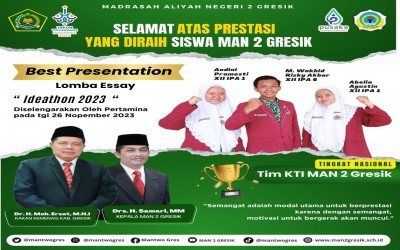 BANGGA ! TIM KTI MAN 2 GRESIK MERAIH KATEGORI BEST PRESENTATION LOMBA ESSAY TINGKAT NASIONAL
