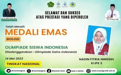 HEBAT! NADIN DARI MAN 2 GRESIK RAIH MEDALI EMAS OLIMPIADE BIOLOGI NASIONAL